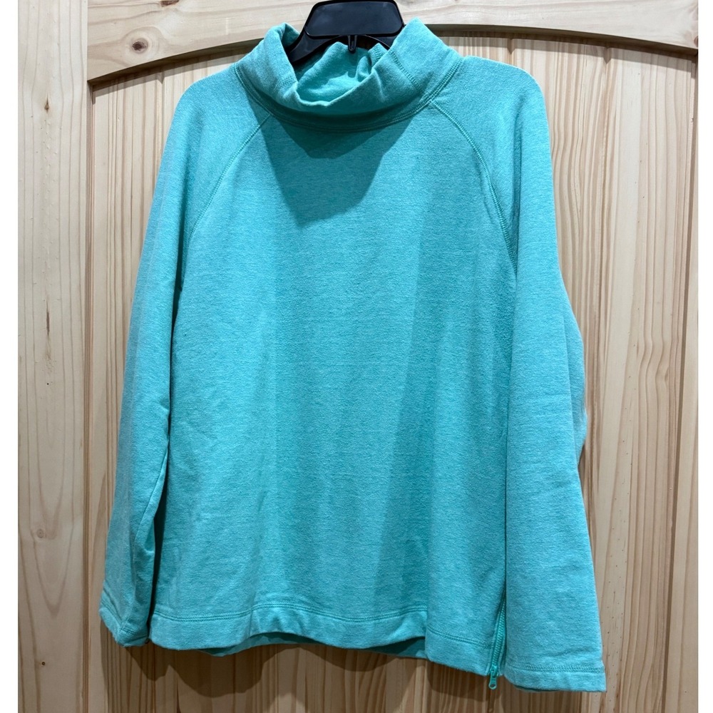Seafoam Green Heathered Funnel Neck Raglan Sweatshirt with Side Zipper Size XL